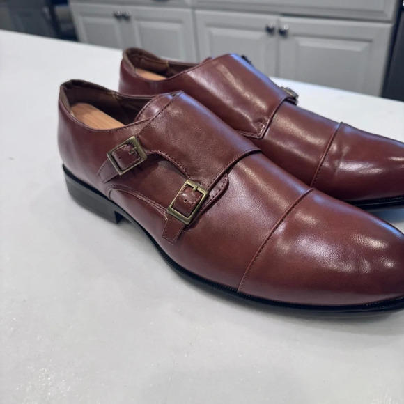 Tahari Men\'s Shoes Double Monk Strap Faux Vegan Leather Brown SZ 12 BRAND NEW main image 6